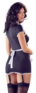 Cottelli COSTUMES Jarretel jurk met schort en verstelbare jarretels - Zwart