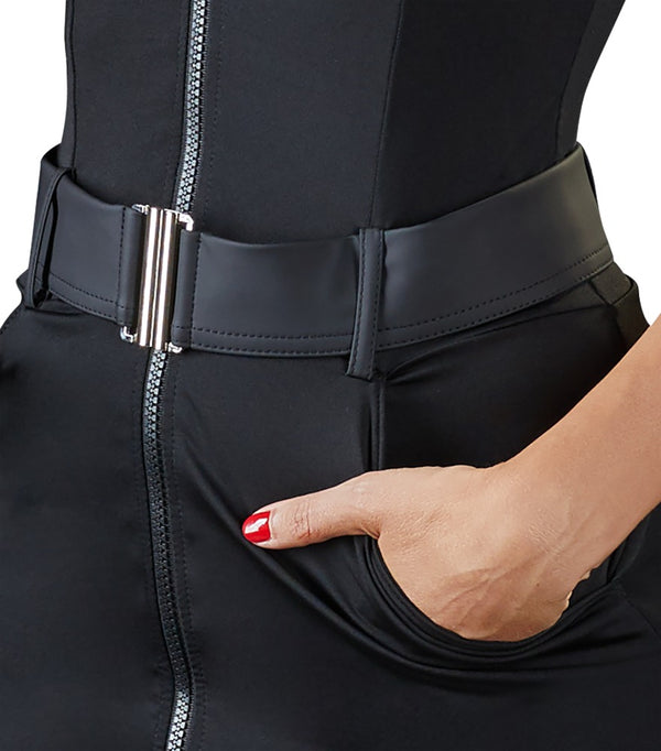 Cottelli COSTUMES Politie jurk met ritssluiting - Zwart - Cottelli COSTUMES - SKU: 24709341021