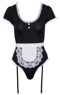 Cottelli COSTUMES Serveerster kostuum met schort en suspenders - Zwart