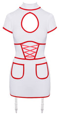 Cottelli COSTUMES Verpleegster jurk transparant met rode details - Wit