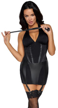 Cottelli COSTUMES jarretel jurk met flogger - Zwart