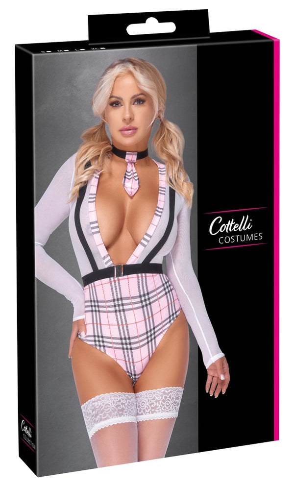Cottelli Costumes schooluniform body met stropdas - Wit - Cottelli COSTUMES - SKU: 24710352031