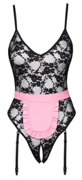 Cottelli COSTUMES kruisloos jarretel body - Zwart
