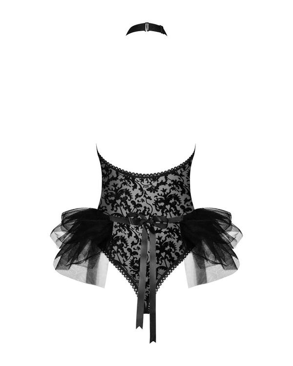 Obsessive Frilles met Tule rokje-Body en Hoedje - Zwart - Obsessive - SKU: 24711161951