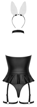 Konijntje body met jarretel en choker - Zwart