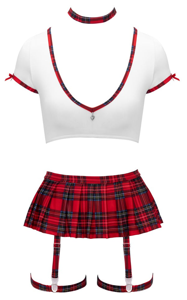 Cottelli COSTUMES Schooluniform jarretelrok - Rood - Cottelli COSTUMES - SKU: 24713963021