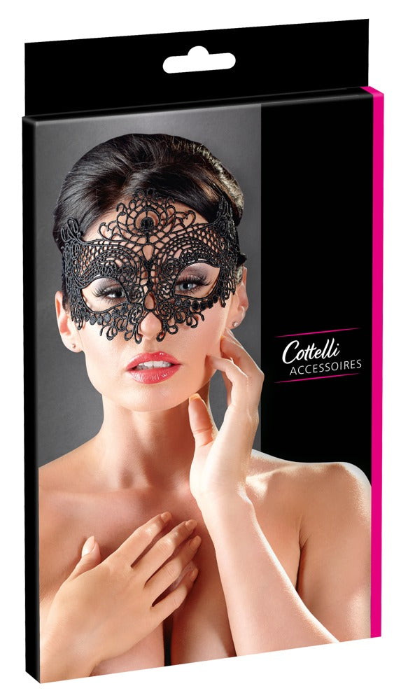 Cottelli ACCESSOIRES masker met borduurwerk - Zwart - Cottelli ACCESSOIRES - SKU: 24802981001