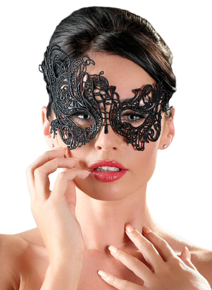 Cottelli ACCESSOIRES Masker met asymmetrisch borduurwerk - Zwart