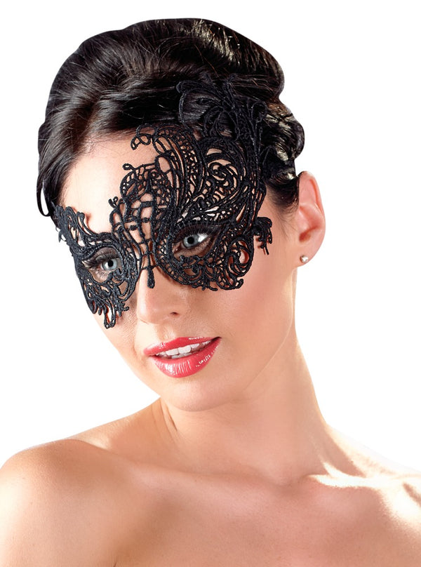 Cottelli ACCESSOIRES Masker met asymmetrisch borduurwerk - Zwart - Cottelli ACCESSOIRES - SKU: 24803011001