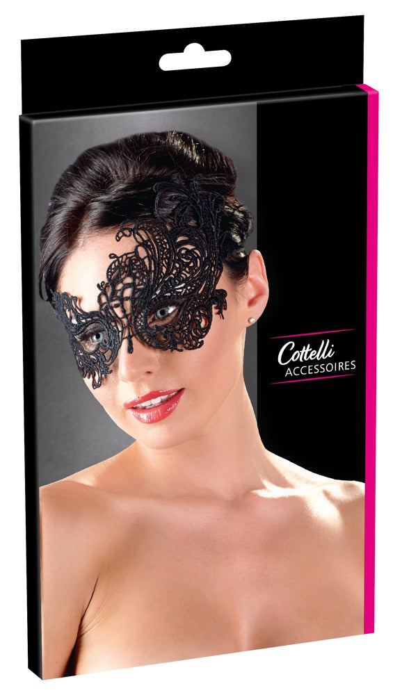Cottelli ACCESSOIRES Masker met asymmetrisch borduurwerk - Zwart
