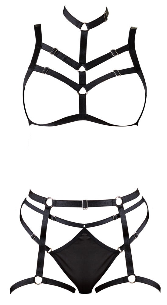 Cottelli LINGERIE Harnas set met gespjes - Zwart