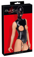 Bad Kitty kruisloze jarretel body met masker - Zwart