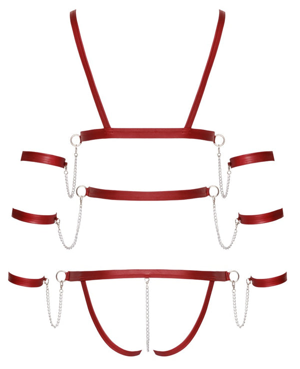 Bad Kitty bondage body met open kruis - Rood - Bad Kitty - SKU: 24805143041