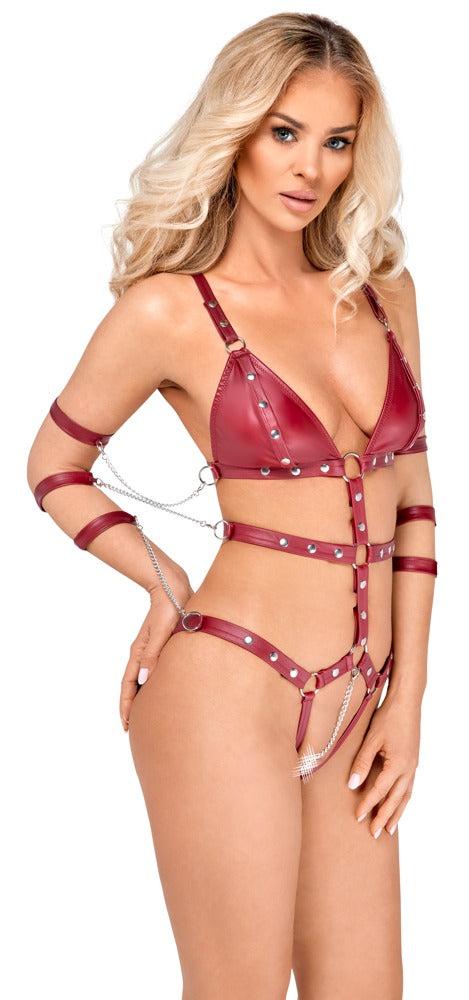 Bad Kitty bondage body met open kruis - Rood - Bad Kitty - SKU: 24805143041