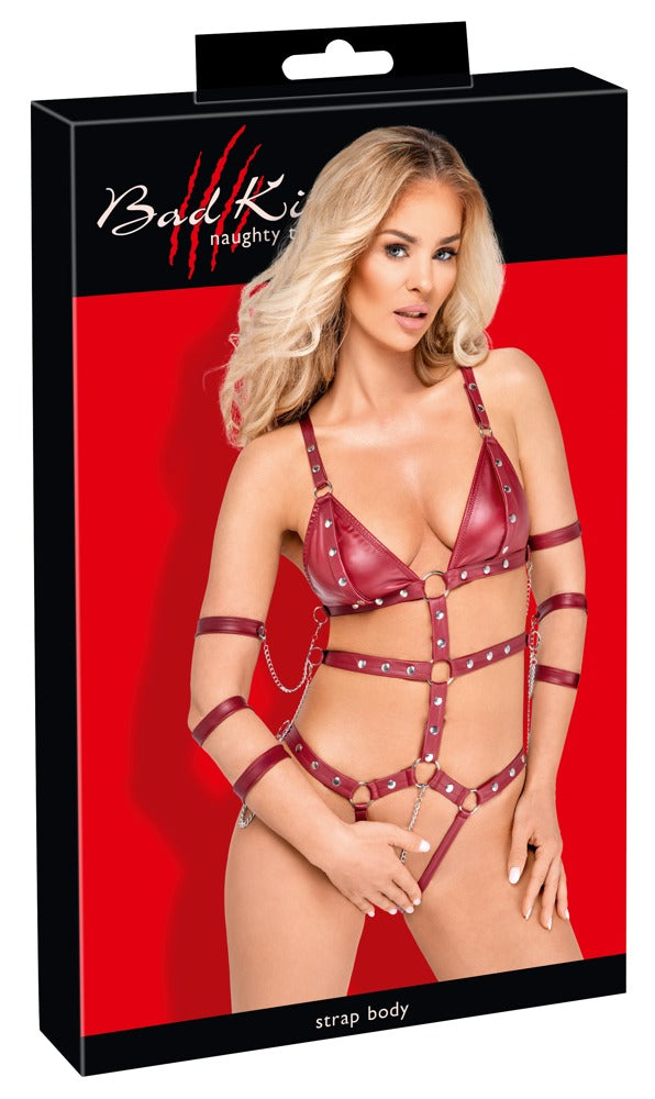 Bad Kitty bondage body met open kruis - Rood - Bad Kitty - SKU: 24805143041