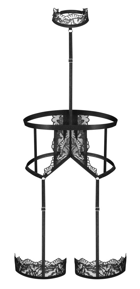 Harness met kanten details en choker - Zwart - Obsessive - SKU: 24806111111