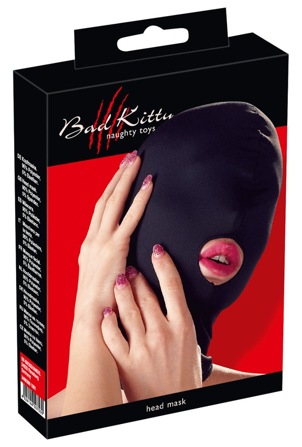 Bad Kitty Hoofdmasker nauwsluitend met mondopening - Zwart - Bad Kitty - SKU: 24903661001