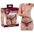 fetish Collection String met leren inzet en studs - Zwart