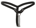fetish Collection String met leren inzet en studs - Zwart