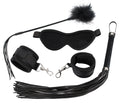 Bad Kitty Fetisj set met blinddoek, handboeien & flogger - Zwart