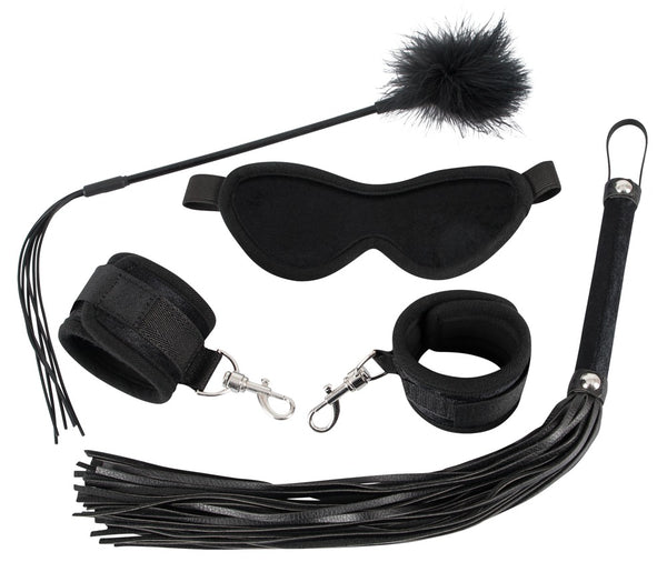 Bad Kitty Fetisj set met blinddoek, handboeien & flogger - Zwart - Bad Kitty - SKU: 24912811001