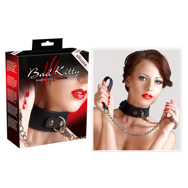 Bad Kitty Halsband met verstelbare riem - Zwart