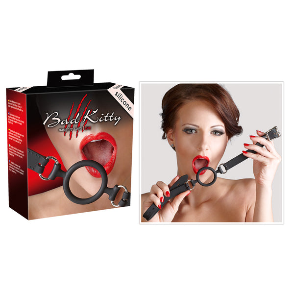 Bad Kitty O-ring gag met verstelbare jarretels - Zwart - Bad Kitty - SKU: 24916301001