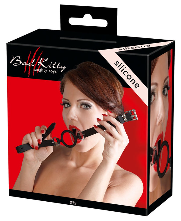 Bad Kitty O-ring gag met verstelbare jarretels - Zwart - Bad Kitty - SKU: 24916301001