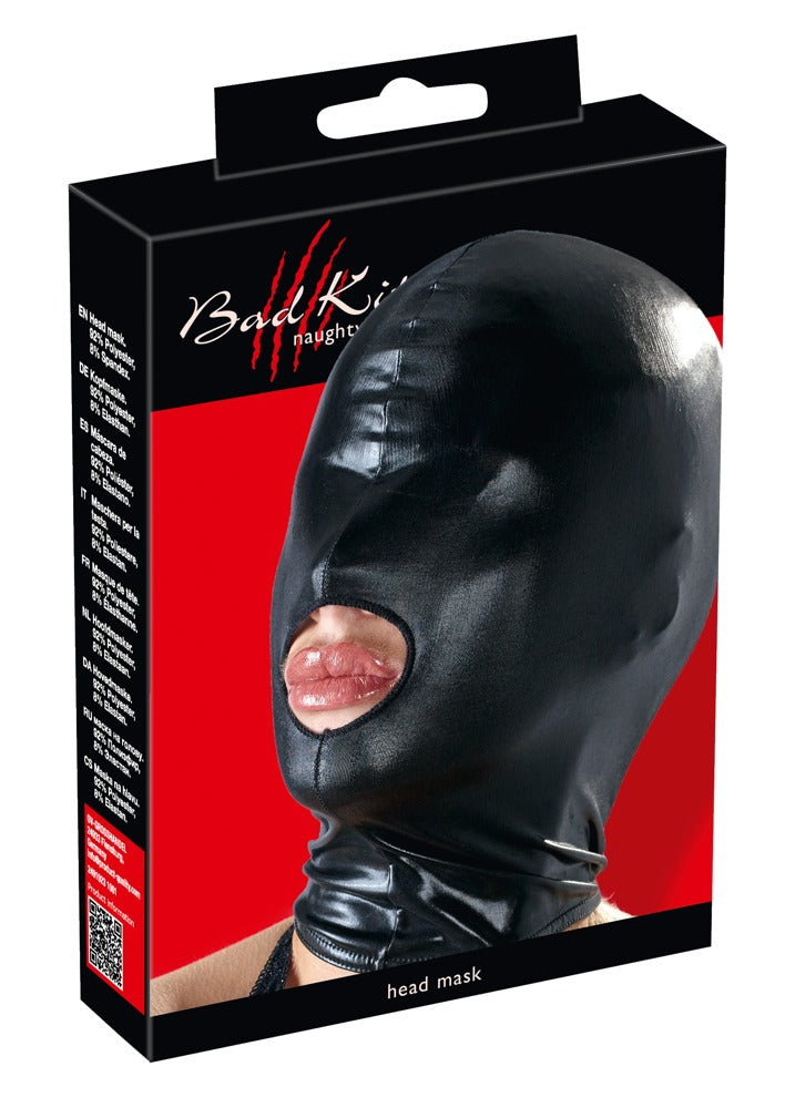 Bad Kitty Masker met mondgat en wetlook - Zwart