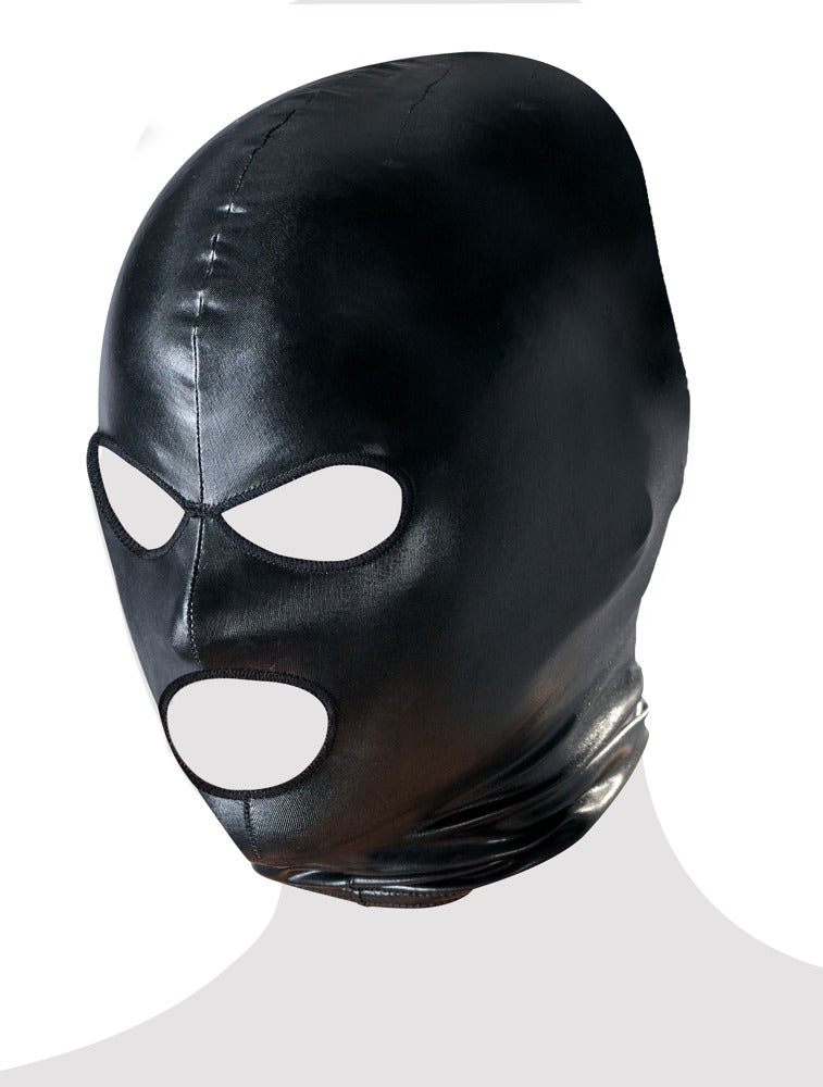 Bad Kitty Masker wetlook met oog- en mondopening - Zwart