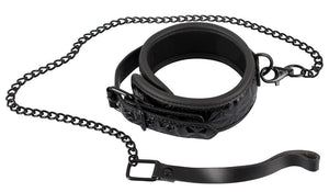 Bad Kitty Halsband met riem en ruitpatroon - Zwart