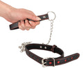 Bad Kitty Halsband met riem en rode hartjes - Zwart