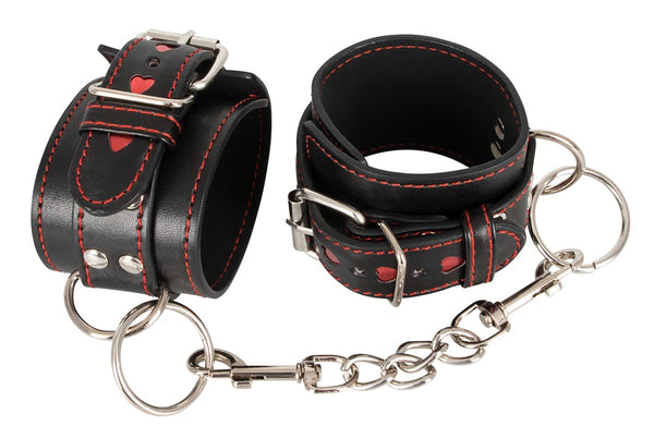 Bad Kitty handboeien met rode hartjes - Zwart - Bad Kitty - SKU: 24920241001