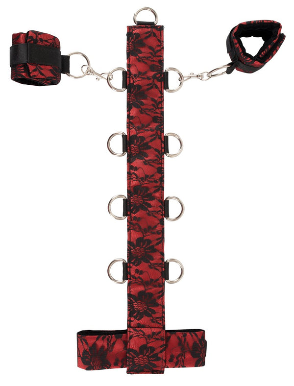 Bad Kitty Halsband met handboeien en riempje - Rood - Bad Kitty - SKU: 24927763001