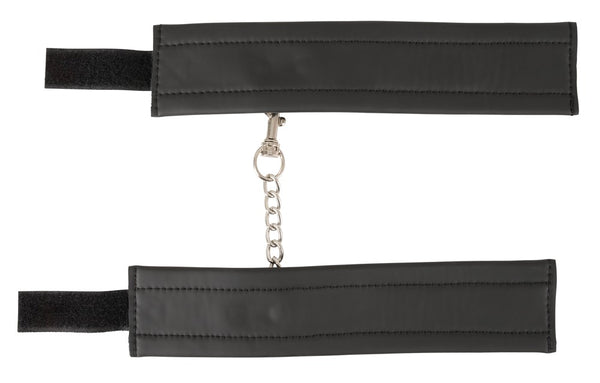 Vegan Fetish Handboeien met klittenbandsluiting en afneembare ketting - Zwart - Vegan Fetish - SKU: 24929701001