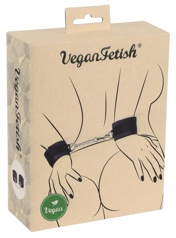 Vegan Fetish Handboeien met klittenbandsluiting en afneembare ketting - Zwart - Vegan Fetish - SKU: 24929701001