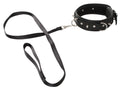 Vegan Fetish Halsband met spikes en riem - Zwart