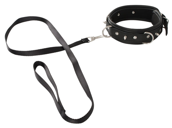 Vegan Fetish Halsband met spikes en riem - Zwart - Vegan Fetish - SKU: 24930041001