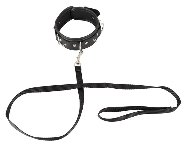 Vegan Fetish Halsband met spikes en riem - Zwart - Vegan Fetish - SKU: 24930041001