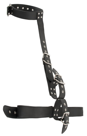 Vegan Fetish Bondage set met halsband, handboeien & heupriem - Zwart