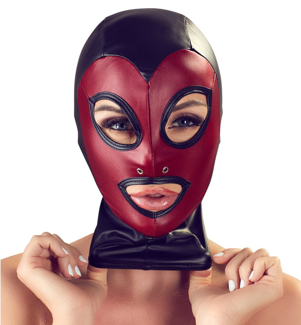 Bad Kitty hoofdmasker met rood gezicht - Zwart - Bad Kitty - SKU: 24931101001
