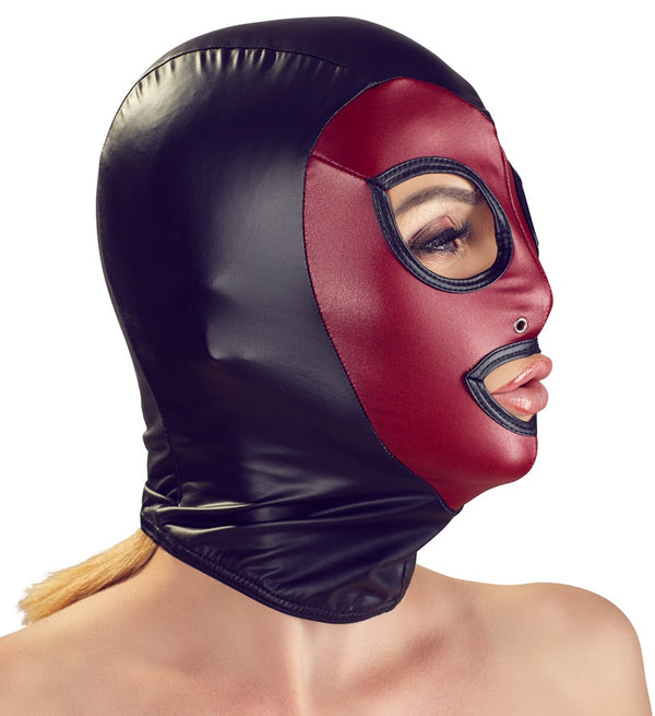Bad Kitty hoofdmasker met rood gezicht - Zwart - Bad Kitty - SKU: 24931101001