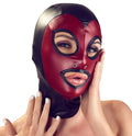 Bad Kitty Hoofdmasker rekbaar met rode gezichtsopening - Zwart