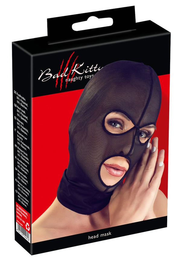 Bad Kitty Hoofdmasker rekbaar met oog- en mondopening - Zwart - Bad Kitty - SKU: 24931281001