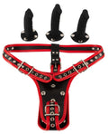 Bad Kitty strap-on harnas met 3 dildo's - Zwart
