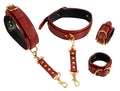 Bad Kitty Dij- en polsrestraints verstelbaar met goudkleurige details - Rood