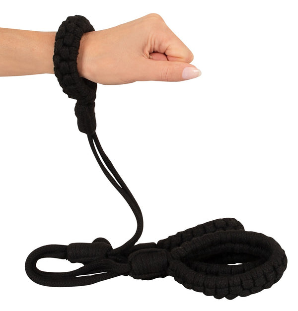 Bad Kitty Manchet set shibari-look met katoenen touwen - Zwart - Bad Kitty - SKU: 24933001111
