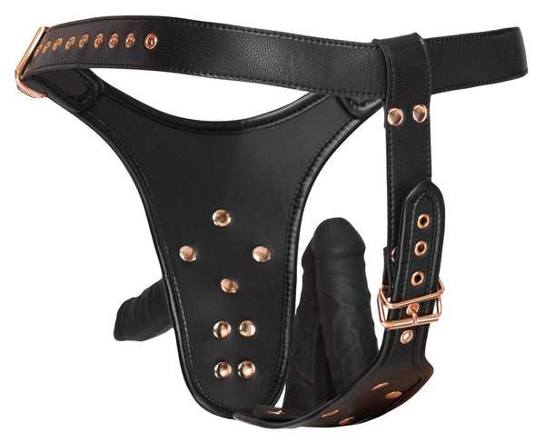 Bad Kitty 3-dildo slip met lederlook - Zwart - Bad Kitty - SKU: 24934031111