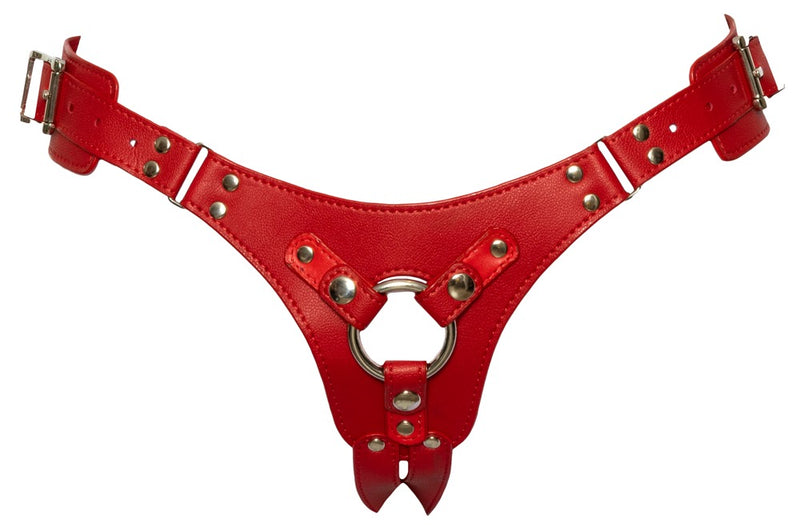 Bad Kitty Strap-on verstelbaar met vetersluiting - Rood