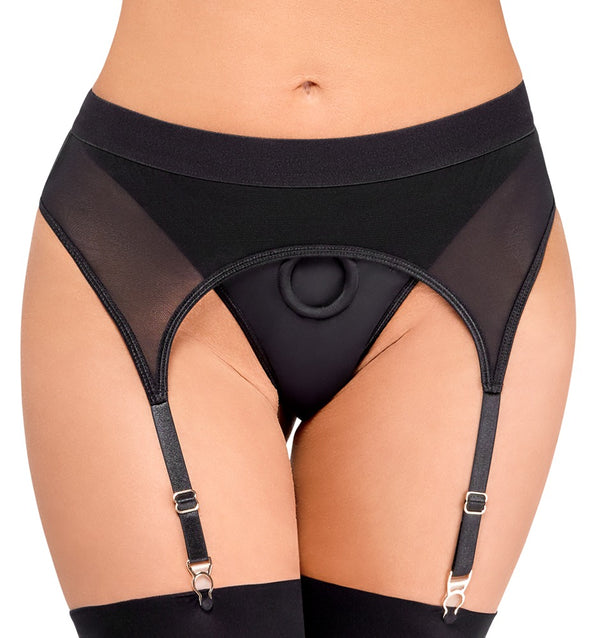 Bad Kitty thong met dubbellaagse opening - Zwart - Bad Kitty - SKU: 24935781041